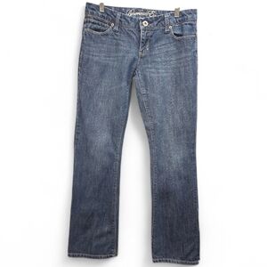 American Eagle Outfitters Real Flare Jeans Size 4 Regular Distressed Hem Western